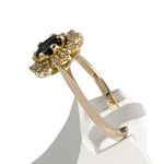 Bague d'occasion or 750 jaune fleur diamants saphir - vue 2