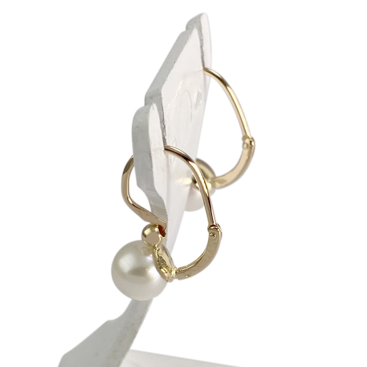 Boucles d'oreilles d'occasion or 750 jaune perles de culture - vue 2