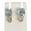 Boucles d'oreilles d'occasion or 750 jaune topaze bleue - vue V1