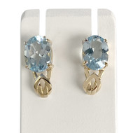 Boucles d'oreilles d'occasion or 750 jaune topaze bleue