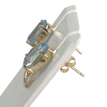 Boucles d'oreilles d'occasion or 750 jaune topaze bleue