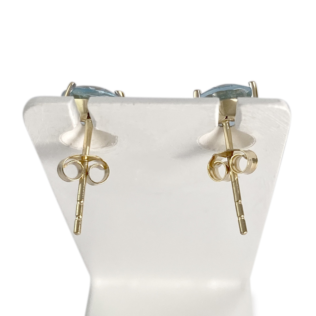 Boucles d'oreilles d'occasion or 750 jaune topaze bleue - vue 3