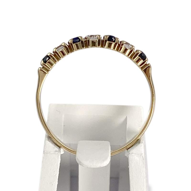 Pre-owned 14K yellow gold ring with zirconia and sapphires - view 3