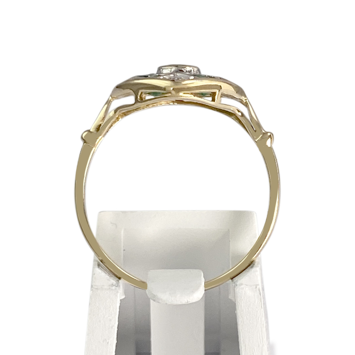 Bague d'occasion or 750 2 tons émeraudes diamants - vue 3