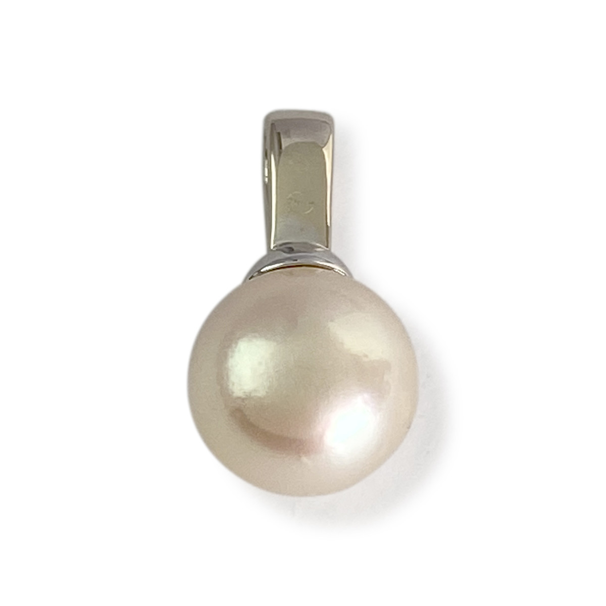 Pendentif d'occasion or 750 blanc perle de culture diamants - vue 2