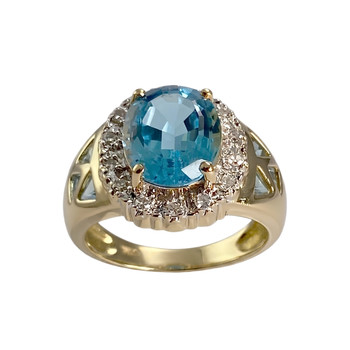 Bague d'occasion or 750 2 tons topazes bleue traitée
