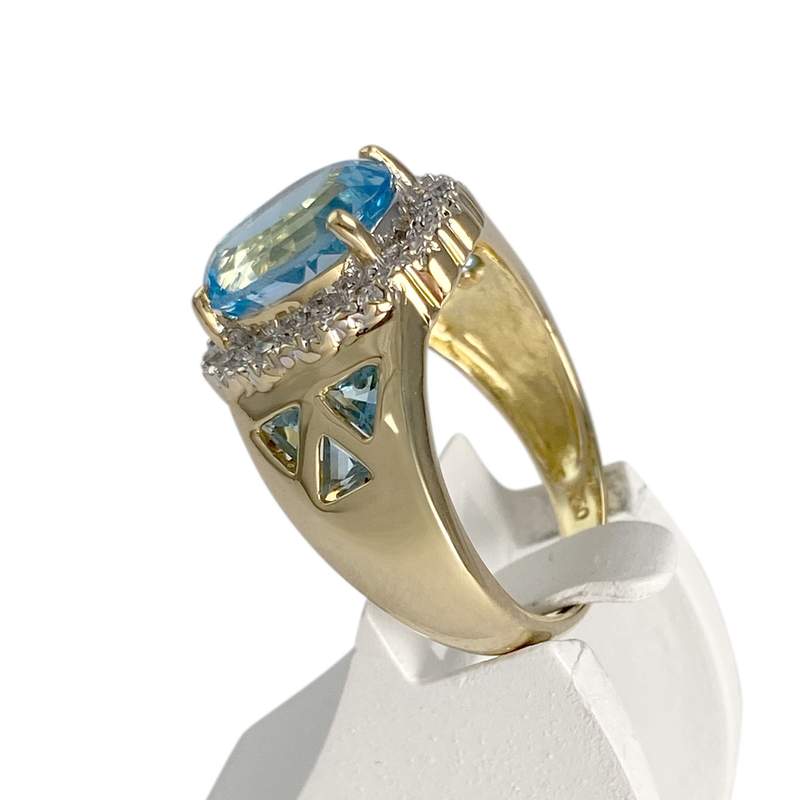 Pre-owned 750 two-tone gold ring with treated blue topaz - view 2