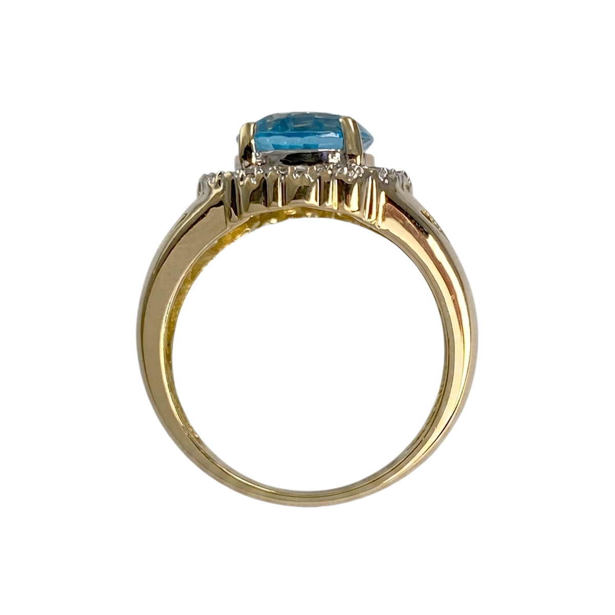 Bague d'occasion or 750 2 tons topazes bleue traitée - vue 3