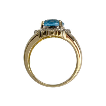 Bague d'occasion or 750 2 tons topazes bleue traitée