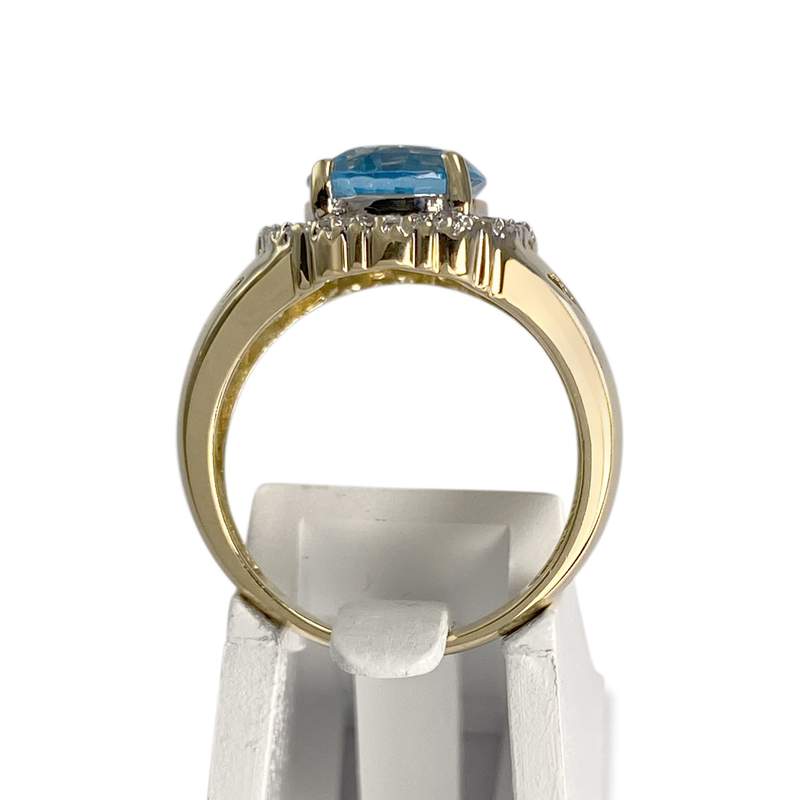 Pre-owned 750 two-tone gold ring with treated blue topaz - view 3