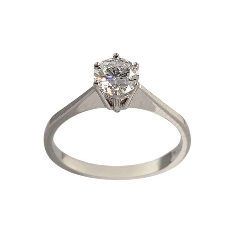 Solitaire d'occasion or 750 blanc diamant - vue 1