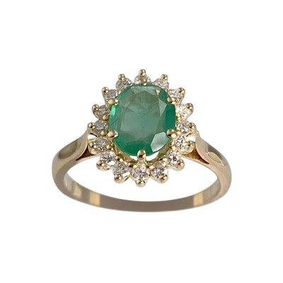 Bague d'occasion or 750 jaune émeraude diamants
