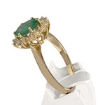 Bague d'occasion or 750 jaune émeraude diamants - vue 2