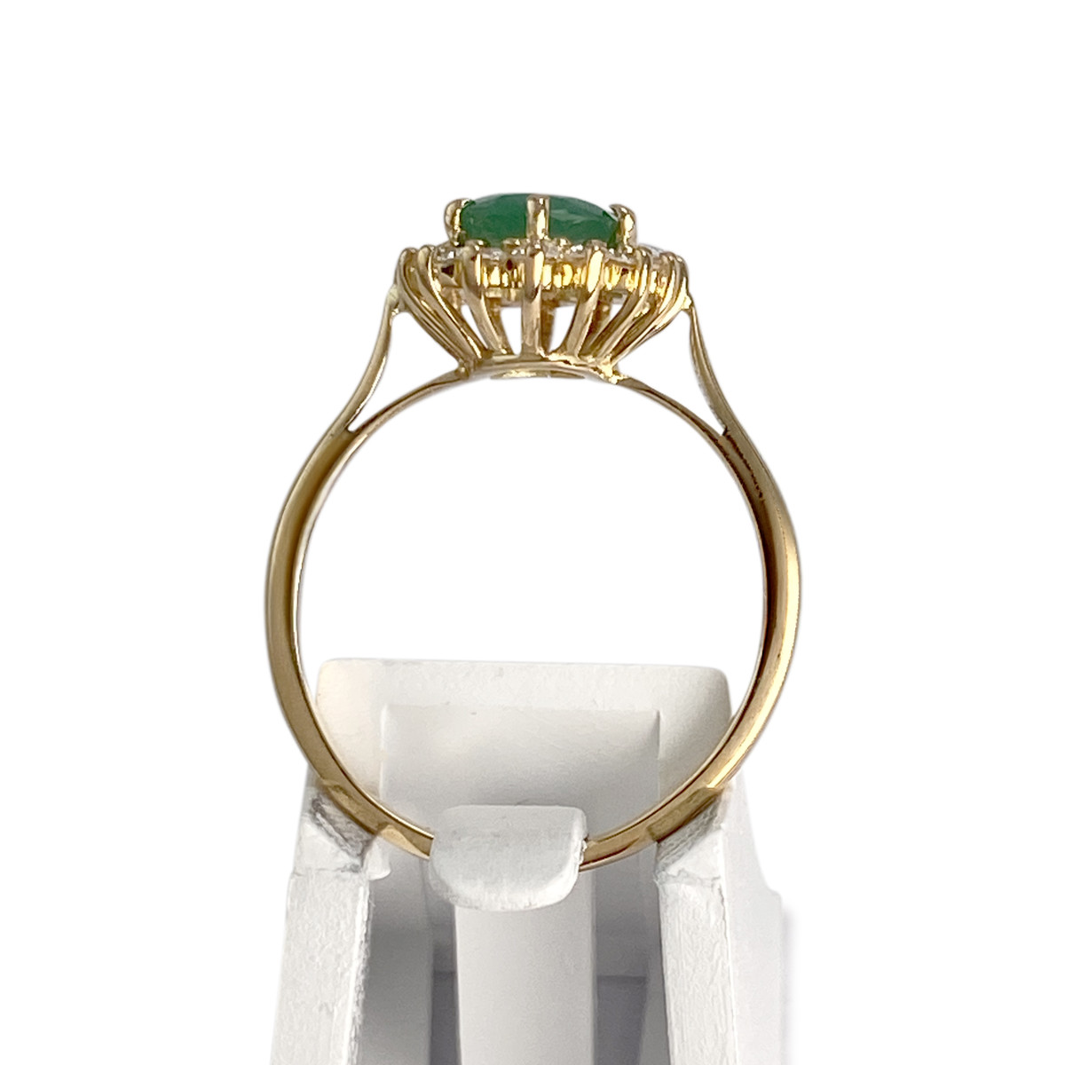 Bague d'occasion or 750 jaune émeraude diamants - vue 3