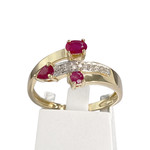 Bague d'occasion or 750 jaune rubis diamants - vue 1