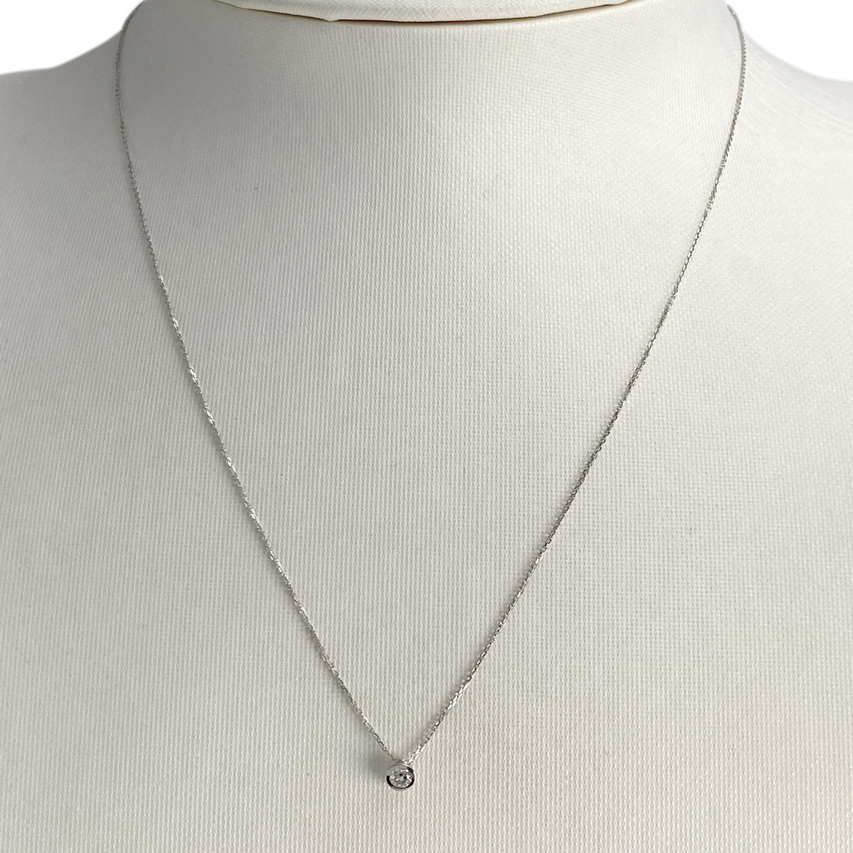 Collier d'occasion or 750 blanc maille forçat diamant - vue 2