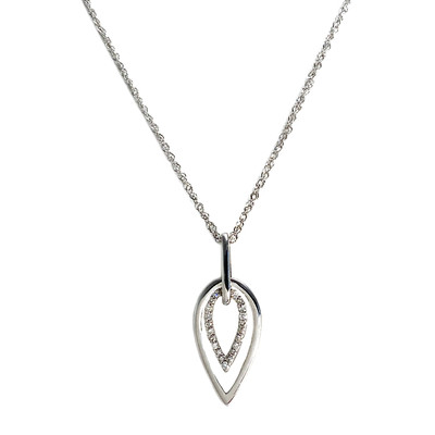 Collier d'occasion or 375 blanc maille fantaisie diamants