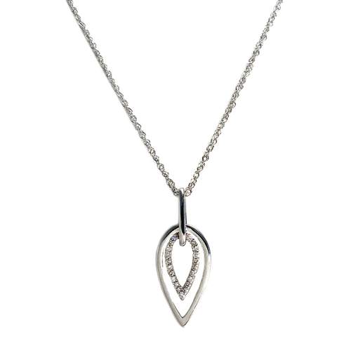 Collier d'occasion or 375 blanc maille fantaisie diamants