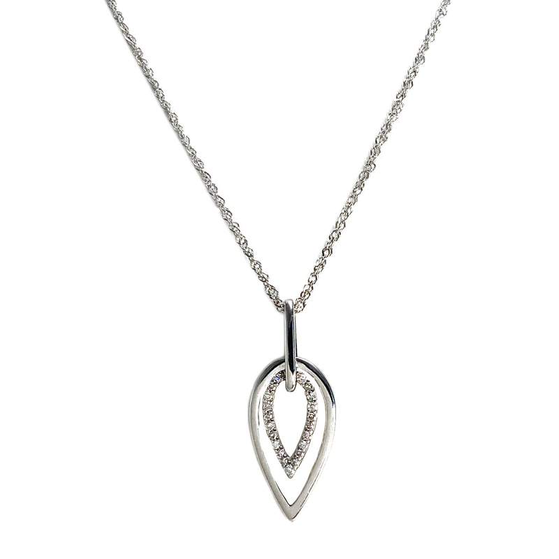 Collier d'occasion or 375 blanc maille fantaisie diamants - vue 1
