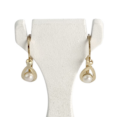 Boucles d'oreilles d'occasion or 750 jaune perles de culture - vue 1
