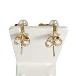 Boucles d'oreilles d'occasion or 750 jaune perles de culture et rubis - vue 3