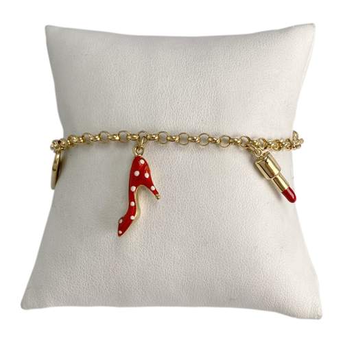 Bracelet d'occasion or 750 jaune motifs fantaisie maille jaseron