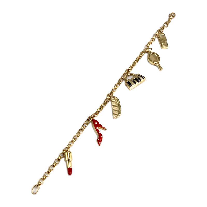 Bracelet d'occasion or 750 jaune motifs fantaisie maille jaseron - vue 2