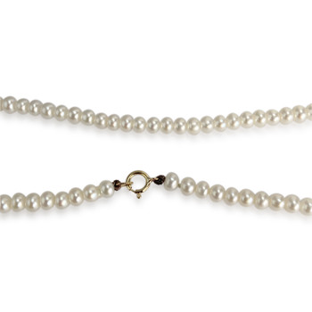 Collier d'occasion or 750 jaune maille perles, perles de culture de Chine et ambre