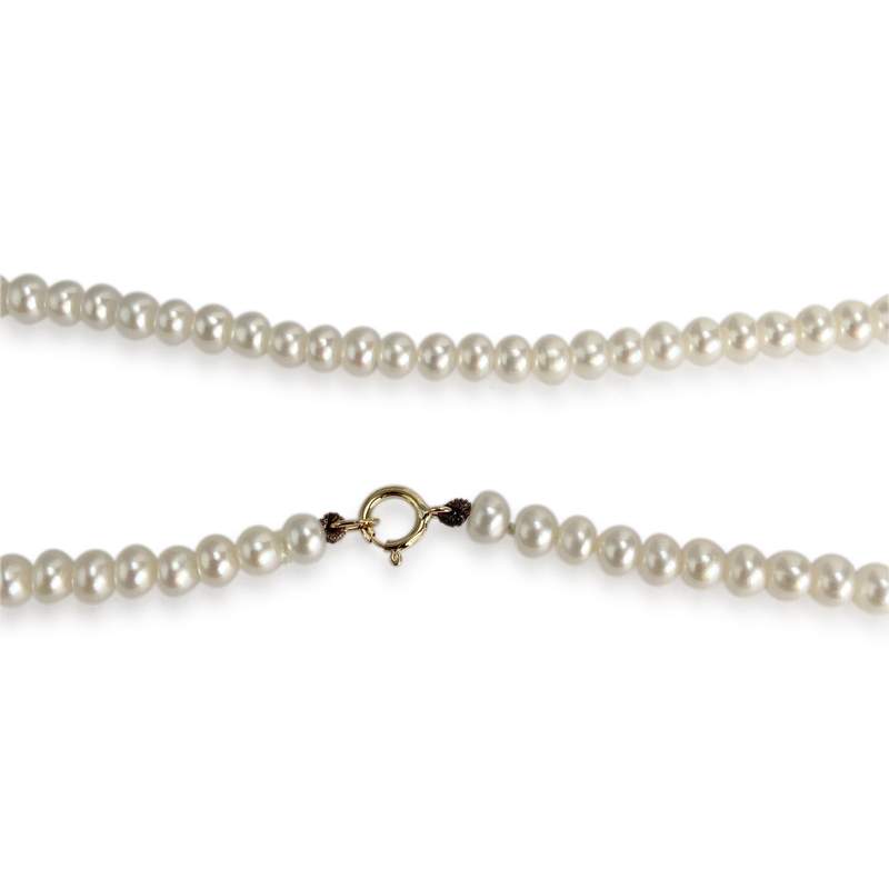 Pre-owned 14K yellow gold pearl chain necklace with Chinese cultured pearls and amber - view 3