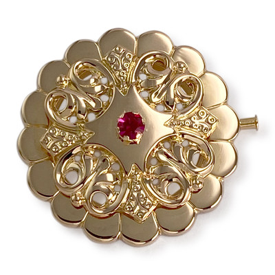 Broche d'occasion or 750 jaune zirconia
