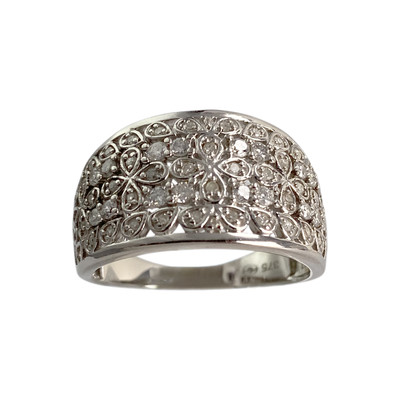 Bague d'occasion or 375 blanc diamants - vue 1