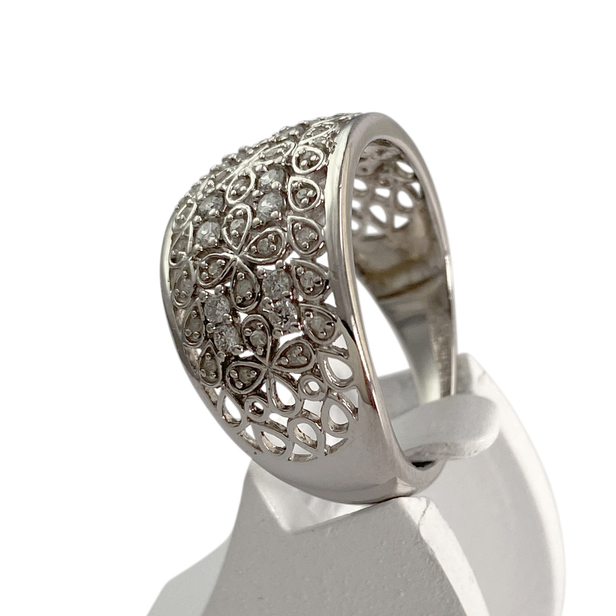Bague d'occasion or 375 blanc diamants - vue 2