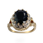 Bague d'occasion 2 ors 750 saphir diamants - vue 1