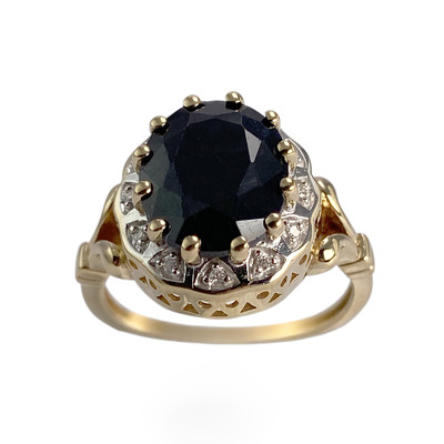 Bague d'occasion 2 ors 750 saphir diamants