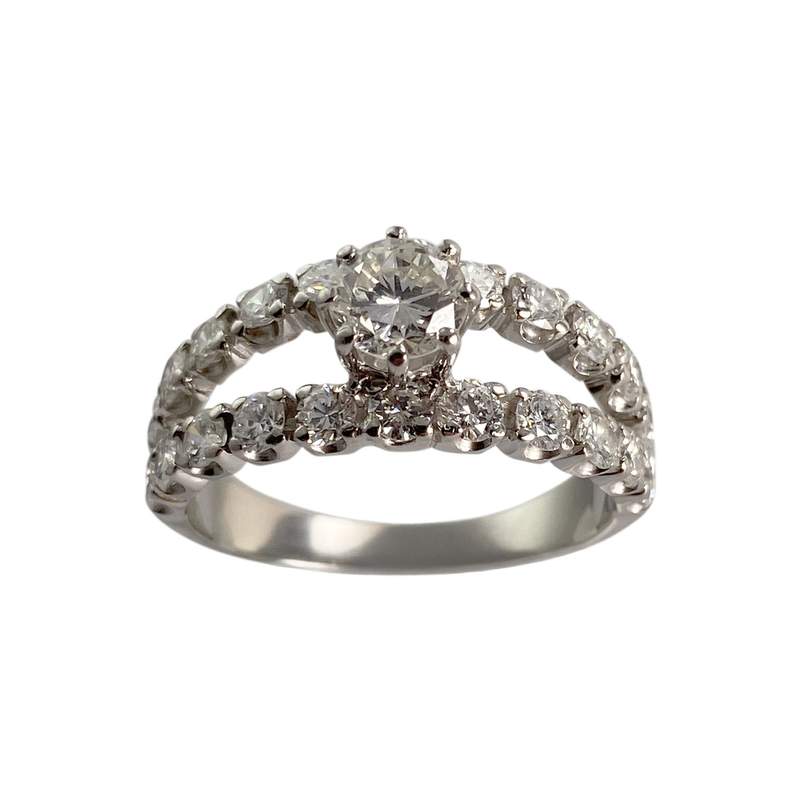 Bague d'occasion or 750 blanc diamants - vue 1