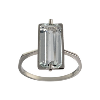 Bague d'occasion or 750 blanc aigue marine