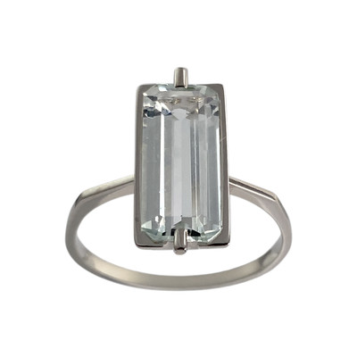 Bague d'occasion or 750 blanc aigue marine