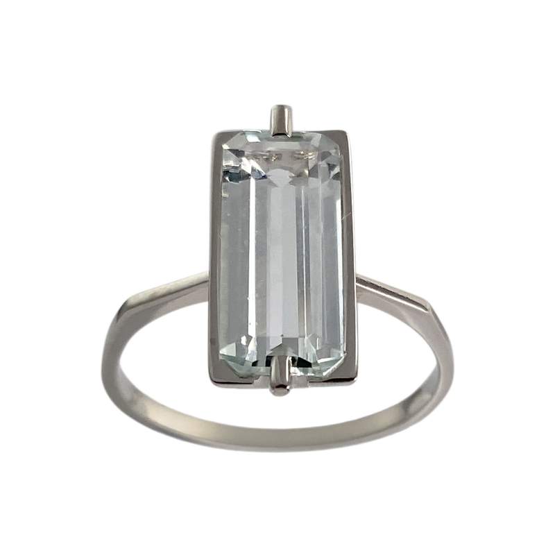 Bague d'occasion or 750 blanc aigue marine - vue 1
