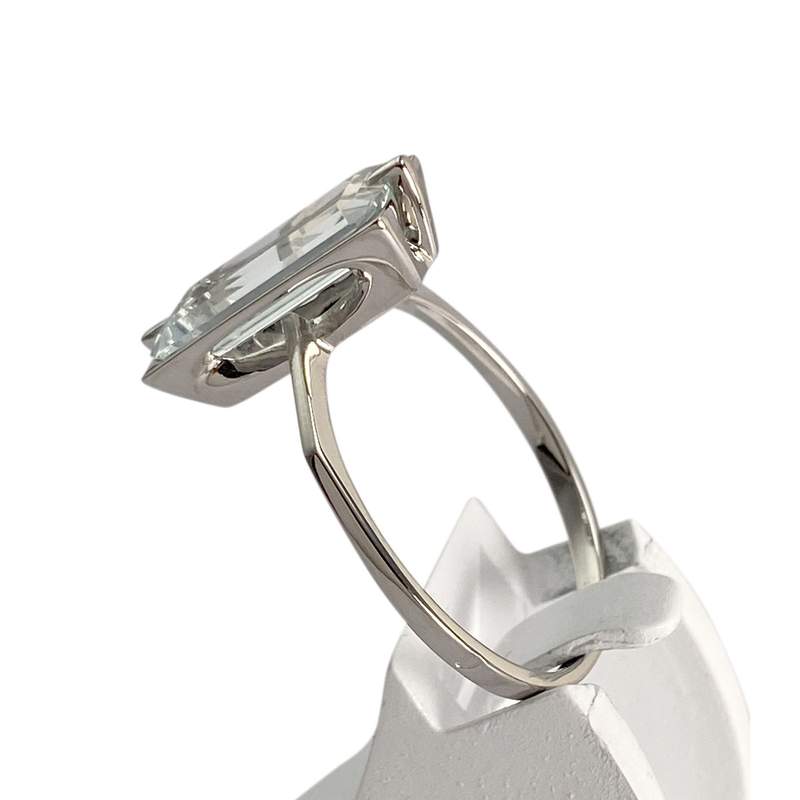 Bague d'occasion or 750 blanc aigue marine - vue 2