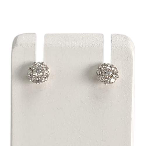 Boucles d'oreilles d'occasion or 750 2 tons diamants