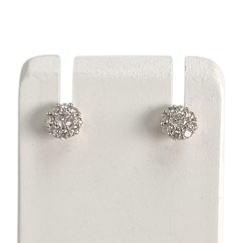 Boucles d'oreilles d'occasion or 750 2 tons diamants - vue 1