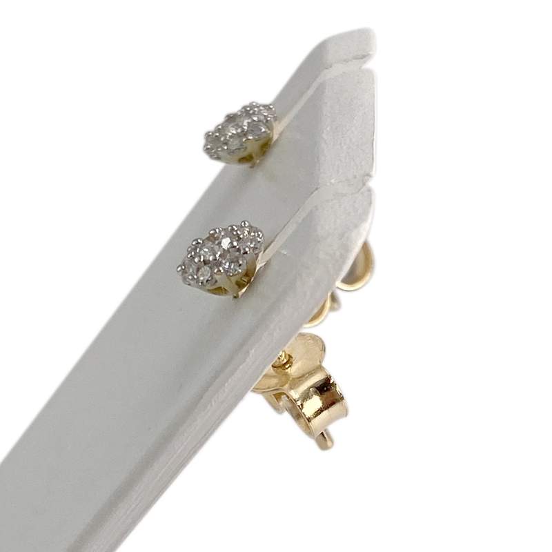 Boucles d'oreilles d'occasion or 750 2 tons diamants - vue 2