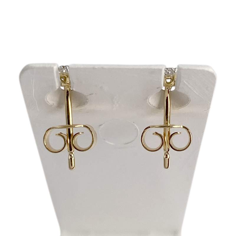 Boucles d'oreilles d'occasion or 750 2 tons diamants - vue 3
