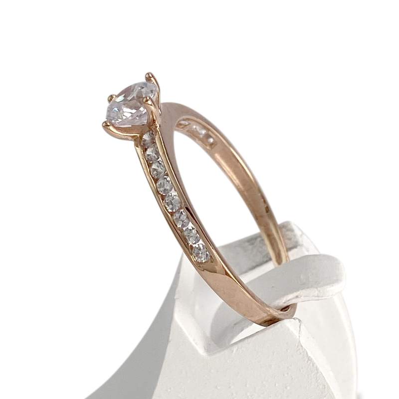 Bague d'occasion or 375 rose zirconias - vue 2