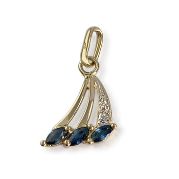 Pendentif d'occasion or 750 2 tons saphirs diamant