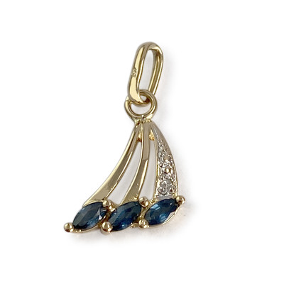Pendentif d'occasion or 750 2 tons saphirs diamant