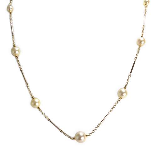 Collier d'occasion or 750 jaune maille fantaisie perle de culture perle de culture perle de culture perle de culture