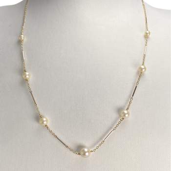 Collier d'occasion en or jaune 750, maille fantaisie, perles de culture, 5.47 g.