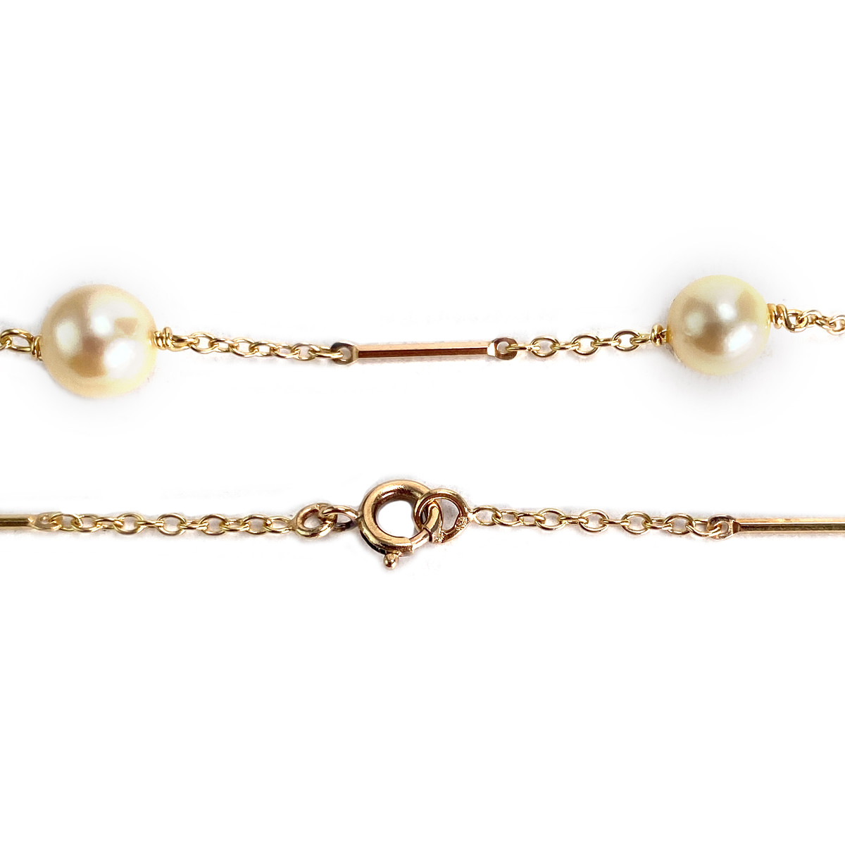 Collier d'occasion or 750 jaune maille fantaisie perle de culture perle de culture perle de culture perle de culture - vue 3
