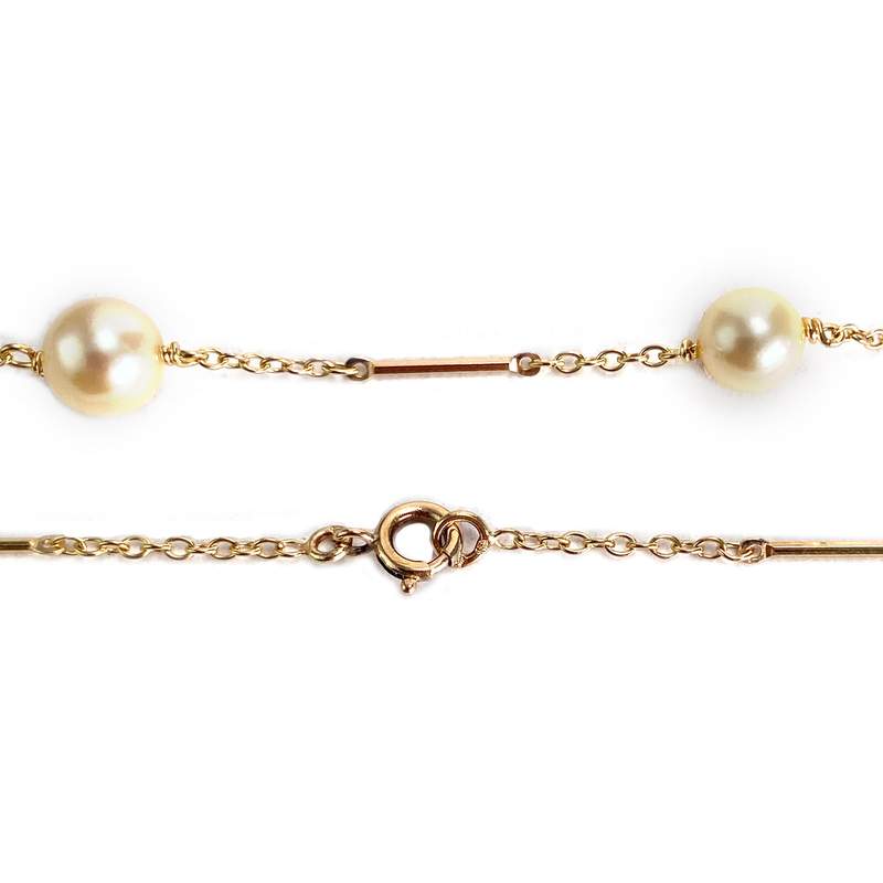 Collier d'occasion or 750 jaune maille fantaisie perle de culture perle de culture perle de culture perle de culture - vue 3